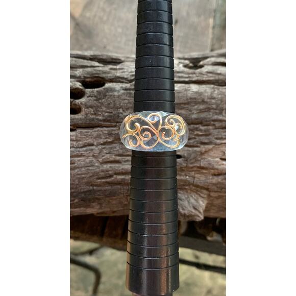 Elizabeth Adams 14K Gold and Glass Ring Size 11 - Picture 1 of 7